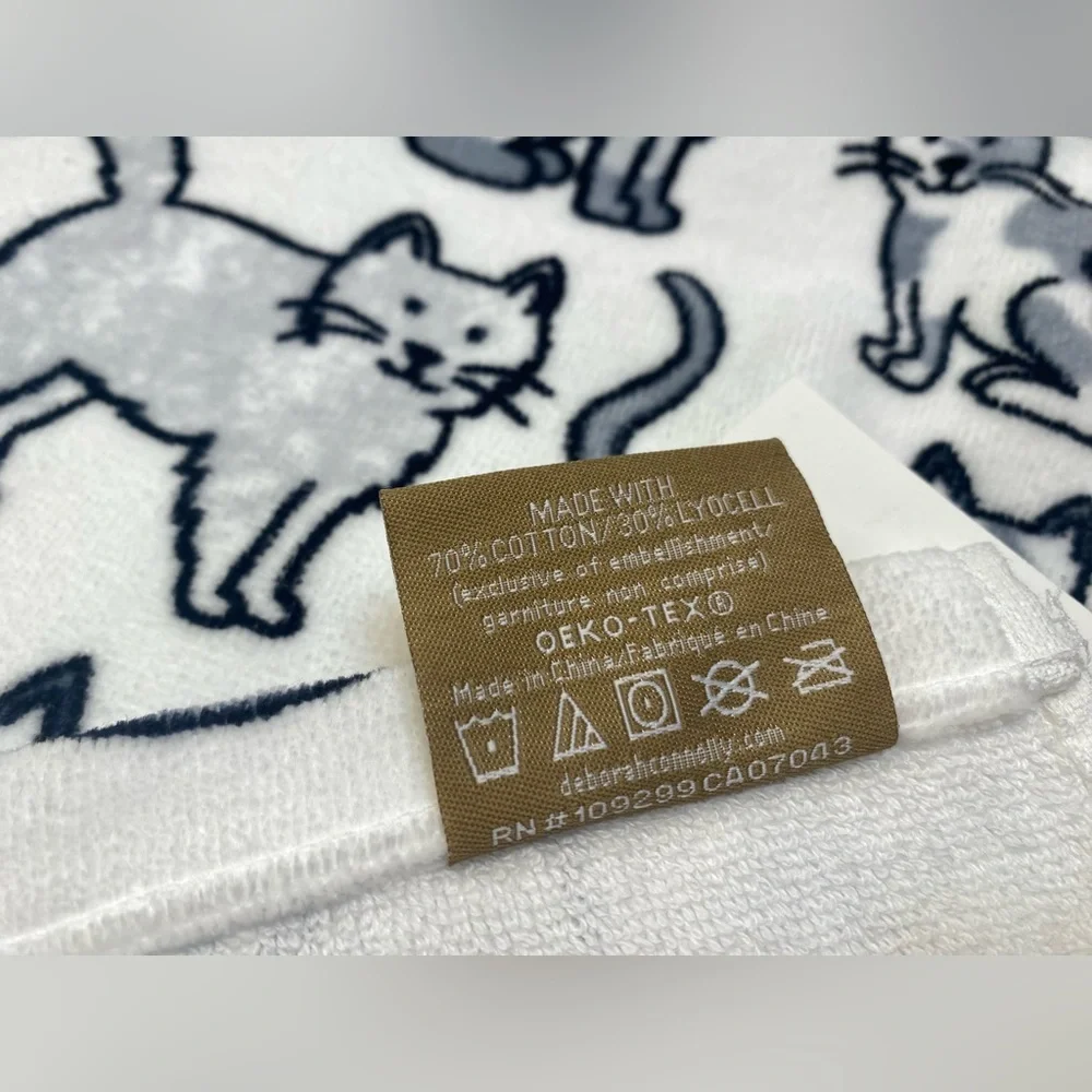 DC Designs ❤️ Ultra soft Cat pattern (2) Bath Towels set Black & White NWT